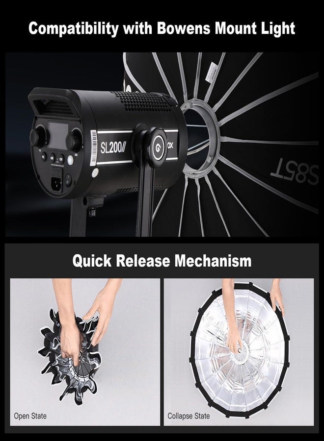 جودوكس صندوق إضاءة ناعم Godox Bowens Mount مقاس 85 سم (33.5 بوصة)، صندوق إضاءة ناعم Godox S85T مع موزع ضوء، تحرير سريع، صغير الحجم، مناسب للتصوير الفوتوغرافي، إضاءة مستمرة، فلاش ستروب - Image 2